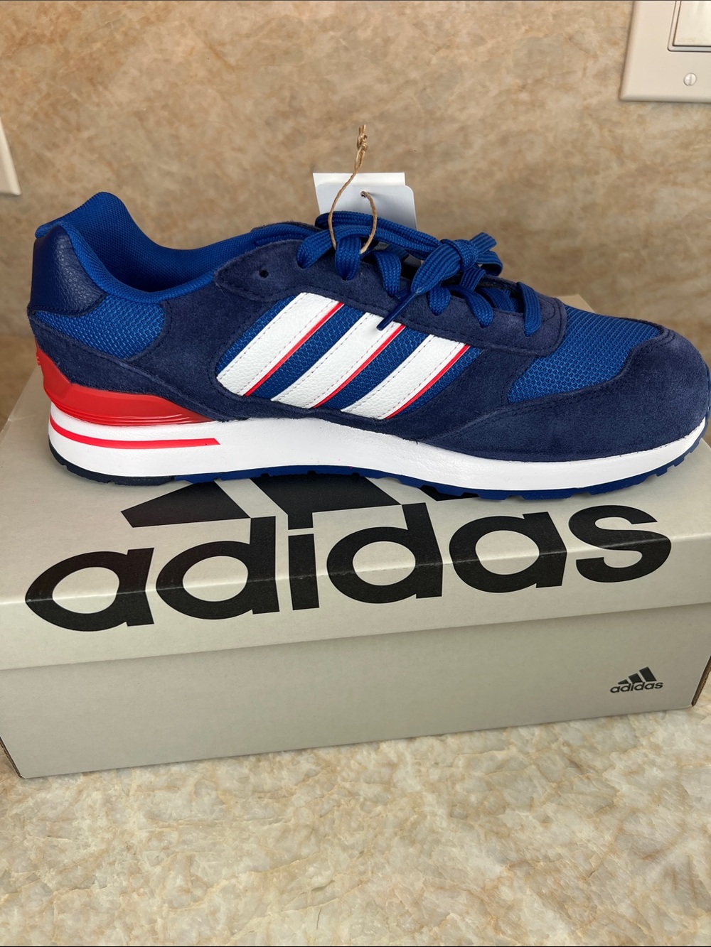 Runs 80s adidas Navy Blue, White & Red Athletic Sneakers